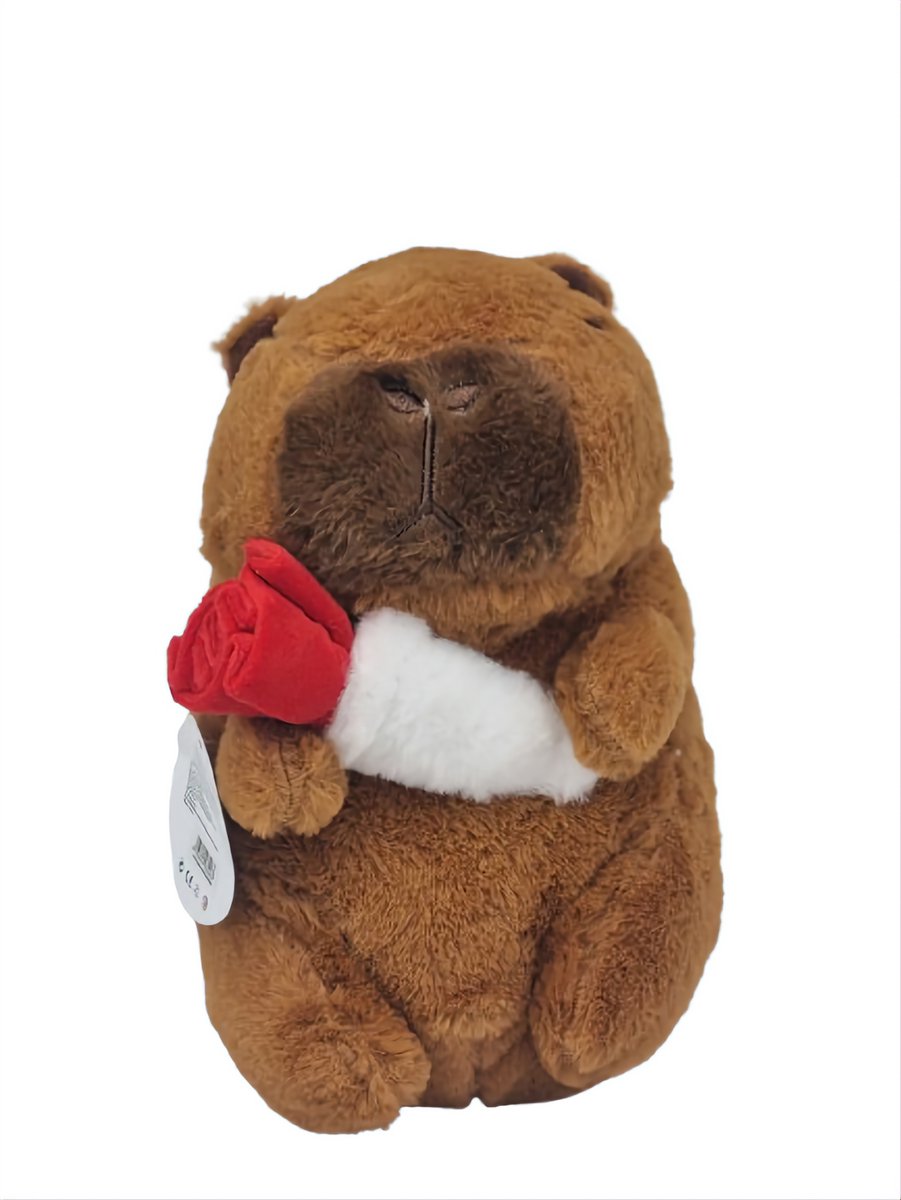 Happy Trendz® Capibara met Roos | Knuffel 20 cm |